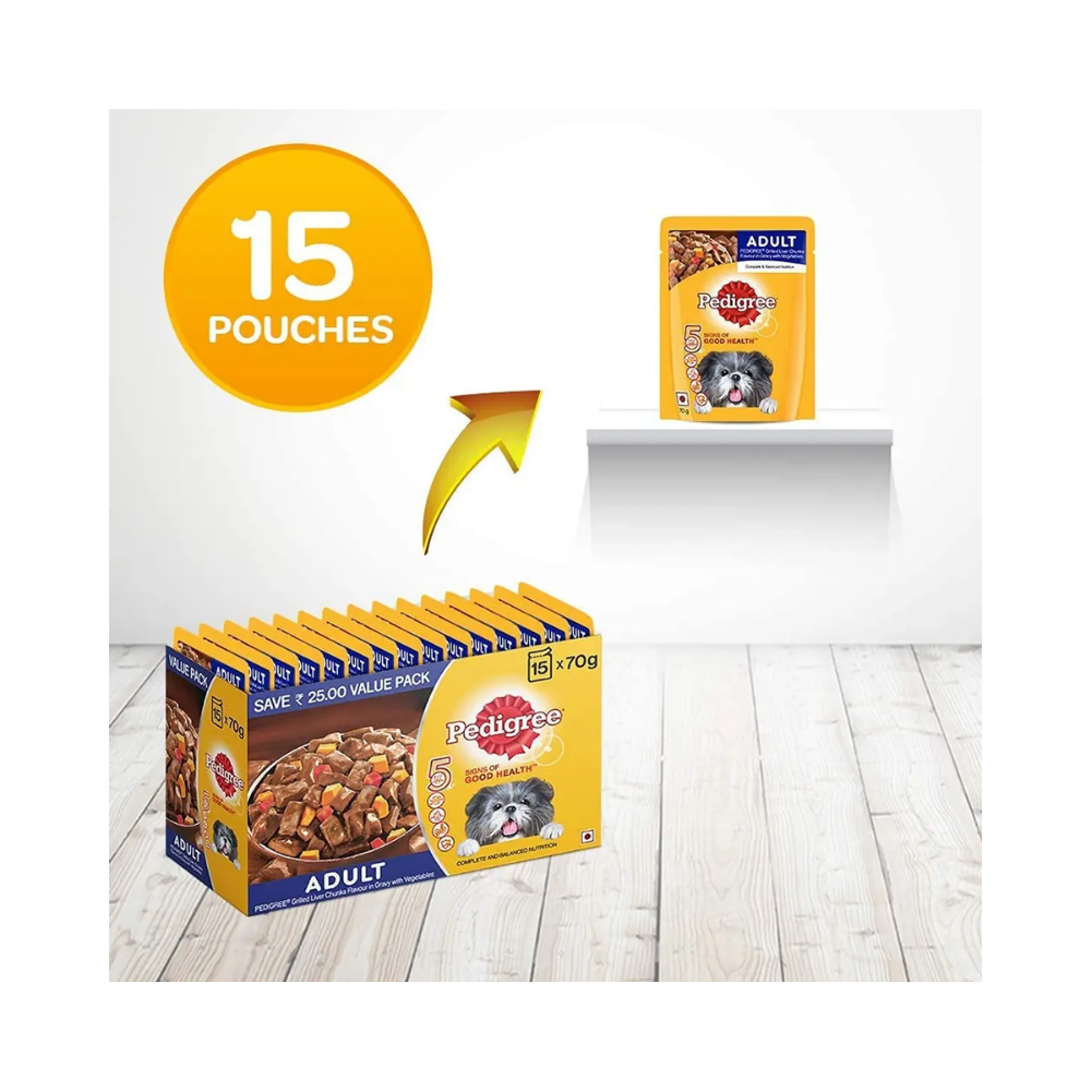 Pedigree Adult Wet Dog Food, Grilled Liver Chunks Flavour in Gravy with Vegetables - Image 8