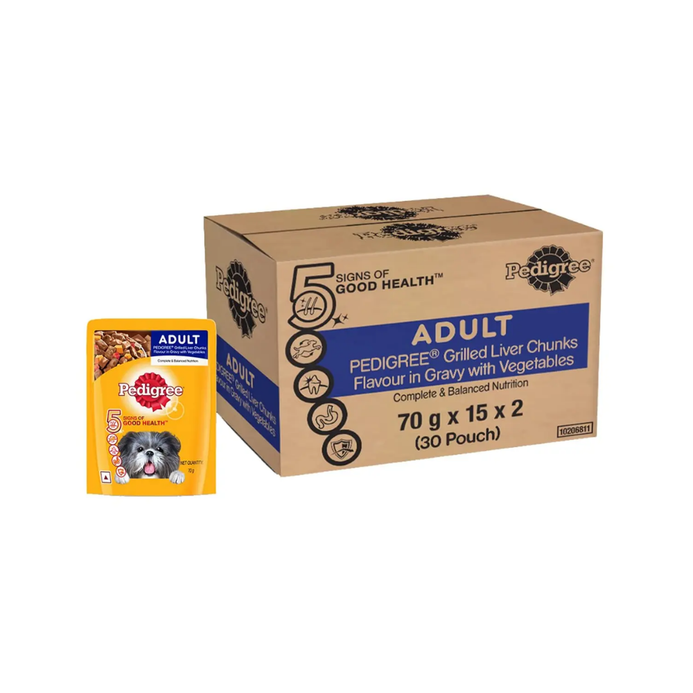 Pedigree Adult Wet Dog Food, Grilled Liver Chunks Flavour in Gravy with Vegetables - Image 9
