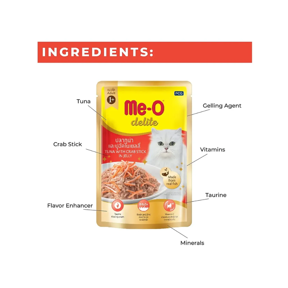 MeO Delite Tuna with Crab Sticks in Jelly Adult Wet Cat Food - Image 2