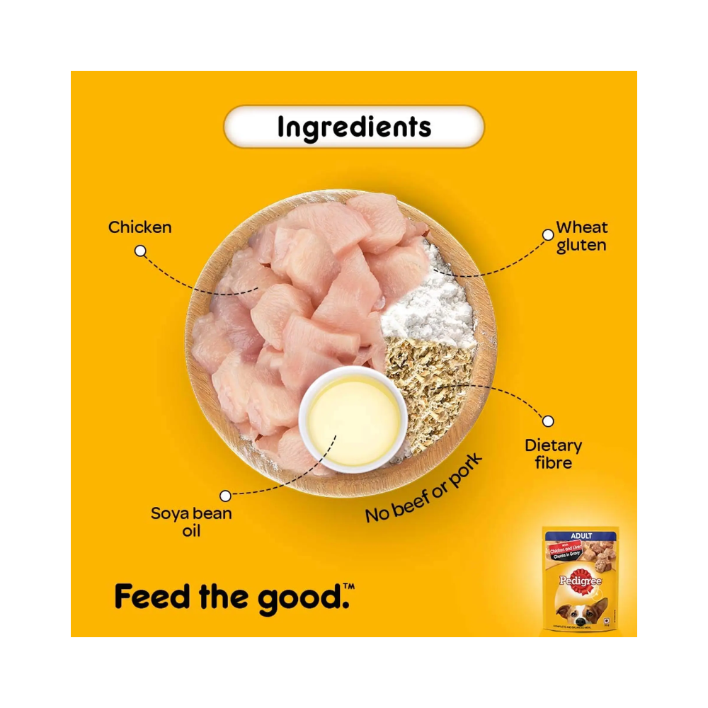 Pedigree Adult Wet Dog Food Chicken and Liver Chunks in Gravy - Image 3