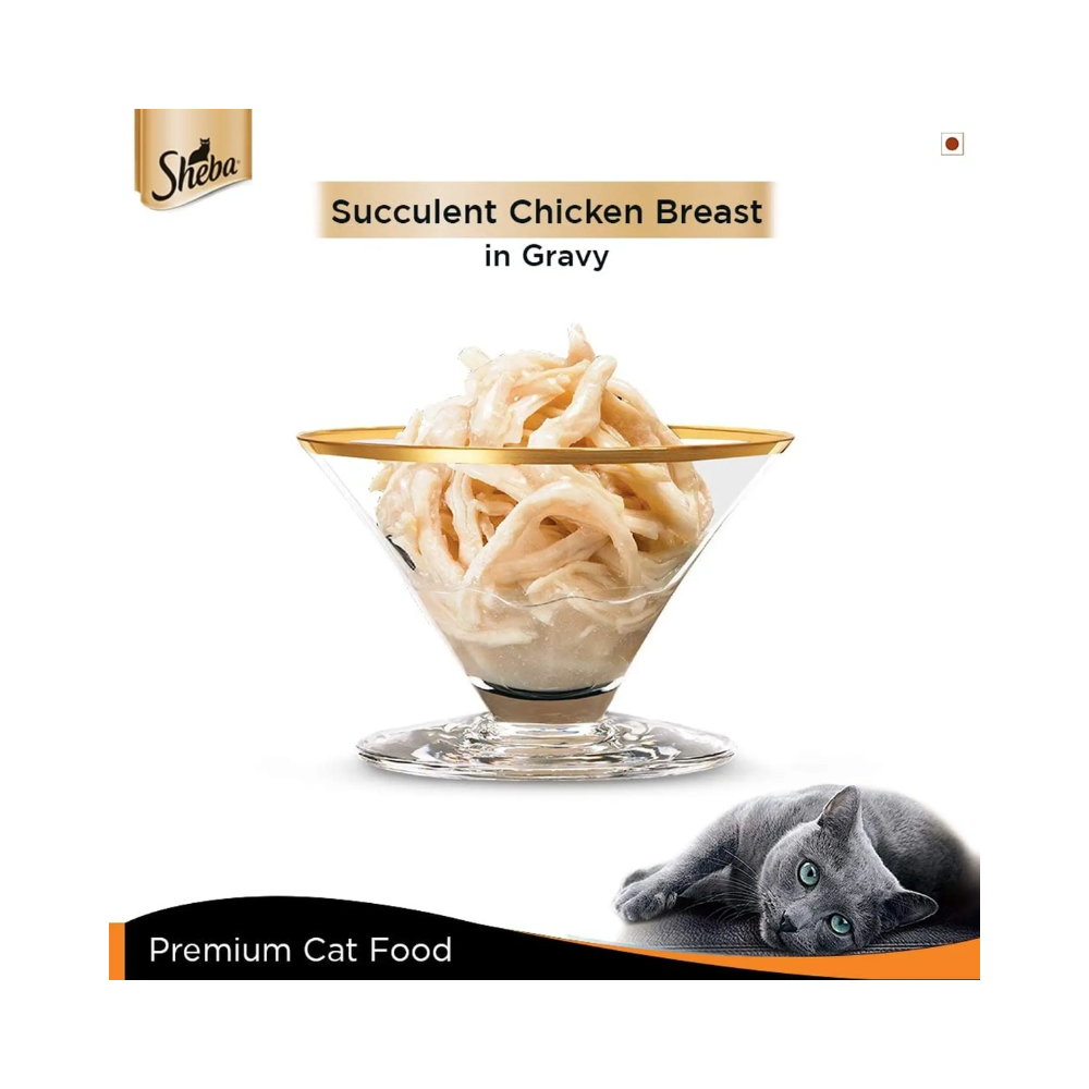 Sheba Deluxe Premium Wet Cat Food - Succulent Chicken Breast in Gravy - Image 3