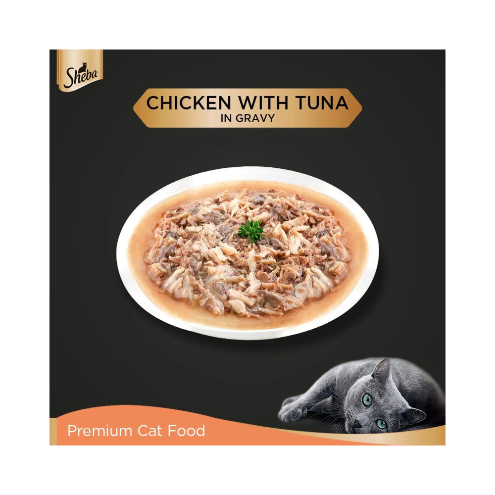 Sheba Premium Adult Wet Cat Food Chicken With Tuna In Gravy - Image 6