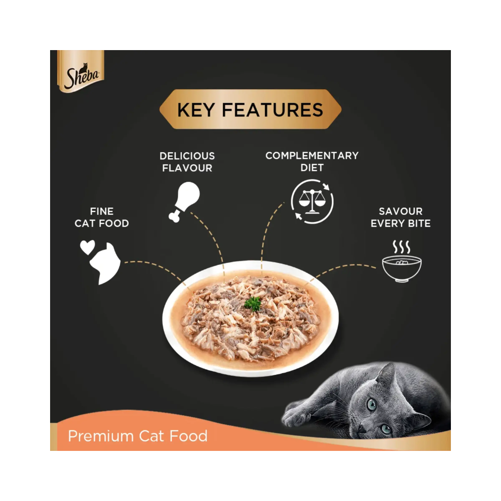 Sheba Premium Adult Wet Cat Food Chicken With Tuna In Gravy - Image 7