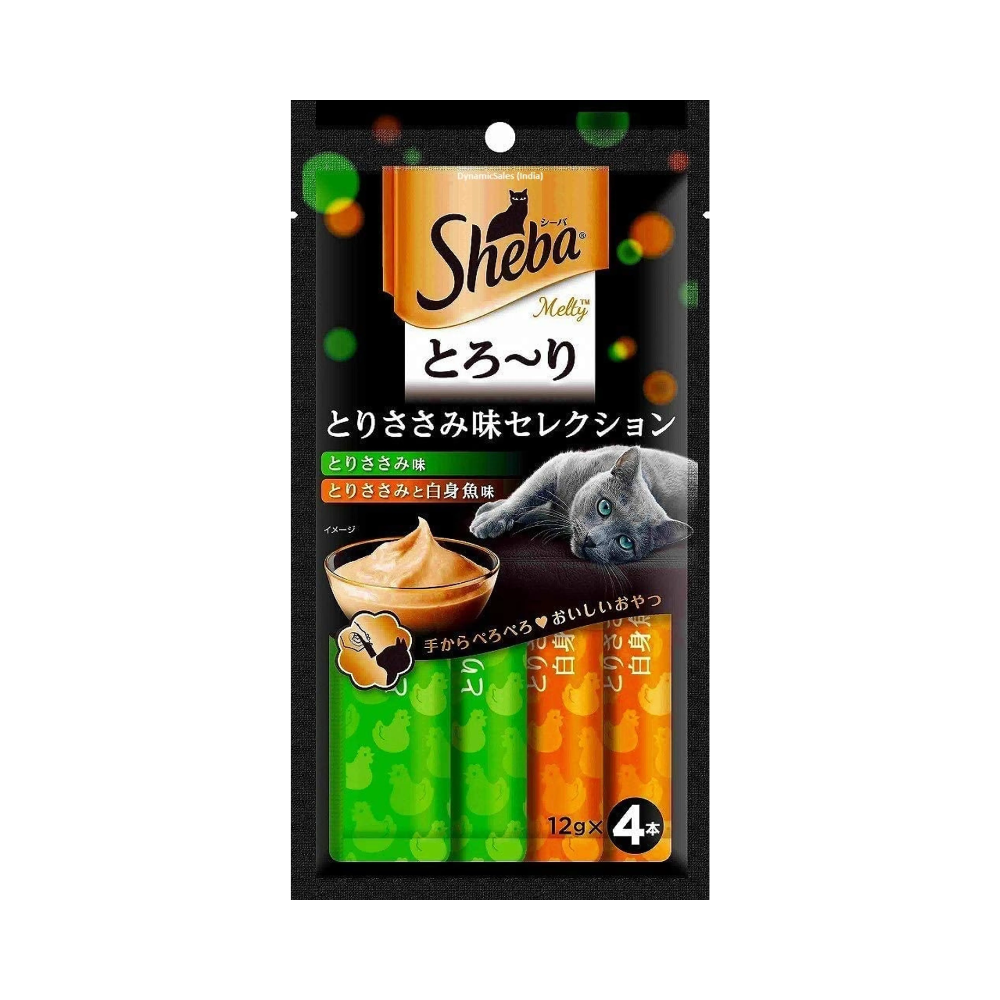 Sheba Melty Premium Creamy Cat Treat Chicken and Chicken and Whitefish