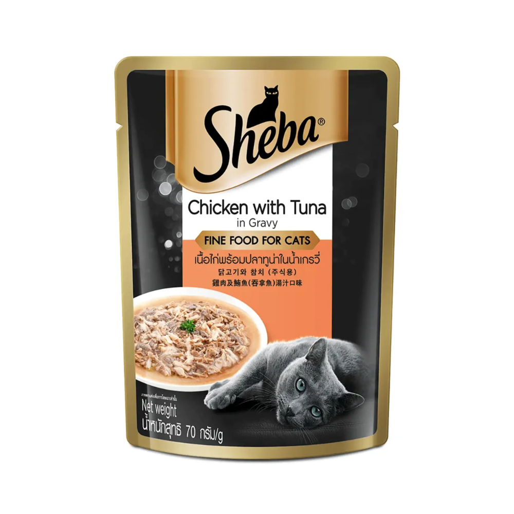 Sheba Premium Adult Wet Cat Food Chicken With Tuna In Gravy