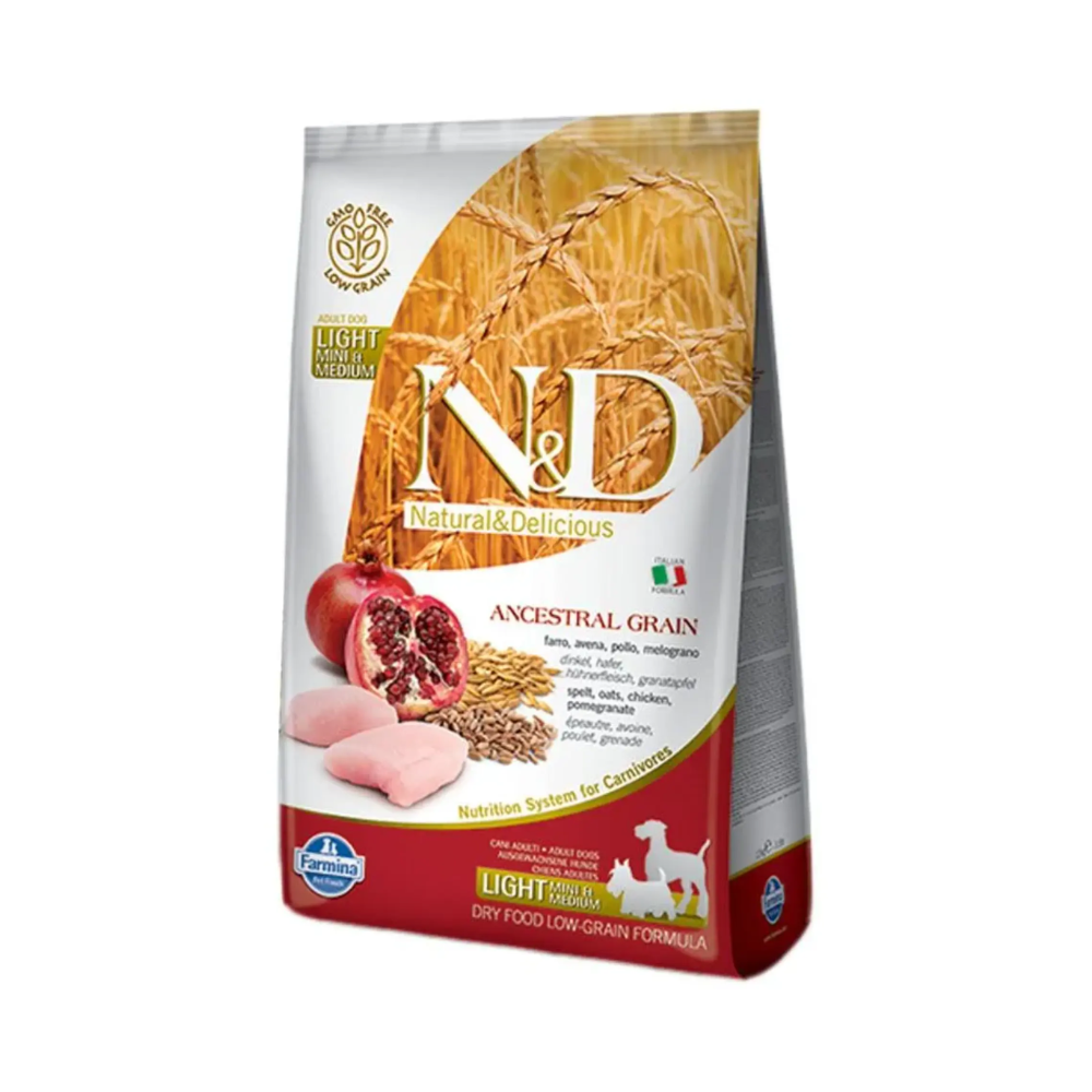 Farmina N&D Low Grain Chicken and Pomegranate Light Adult Mini and Medium Dog Food