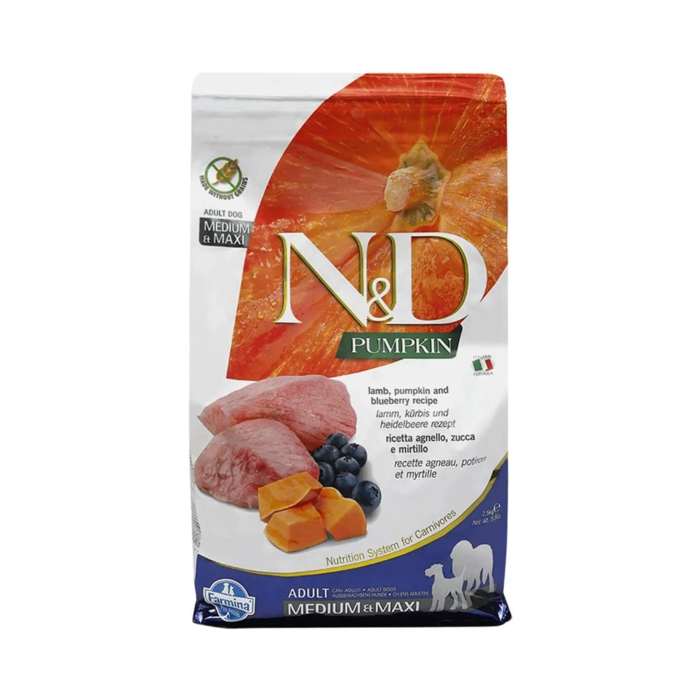Farmina N&D Grain Free Pumpkin Lamb and Blueberry Adult dog Food Medium and Maxi