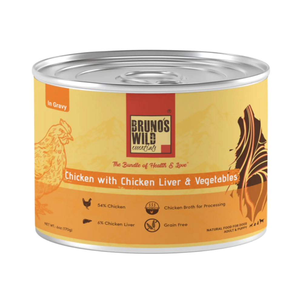Brunos Wild Essentials Chicken with Chicken Liver and Vegetables Canned Gravy Dog Food