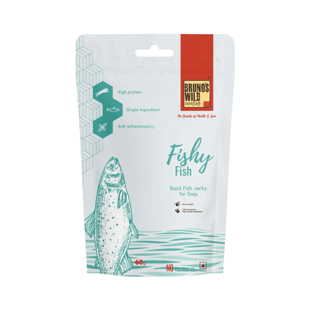 Brunos Wild Essentials Fishy Fish Basil Fish Jerky Dog Treat