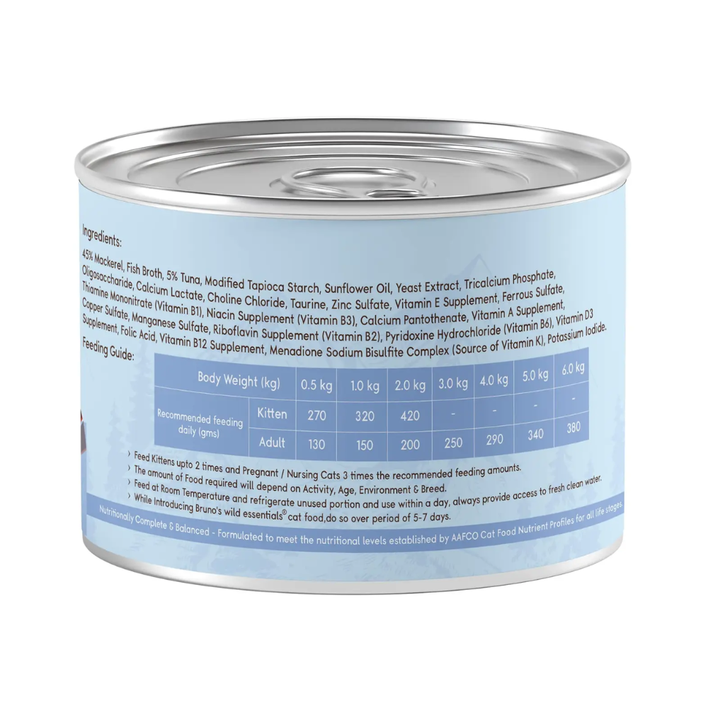 Brunos Wild Essentials Grain Free Wet Cat Food Mackerel and Tuna in Gravy - Image 2
