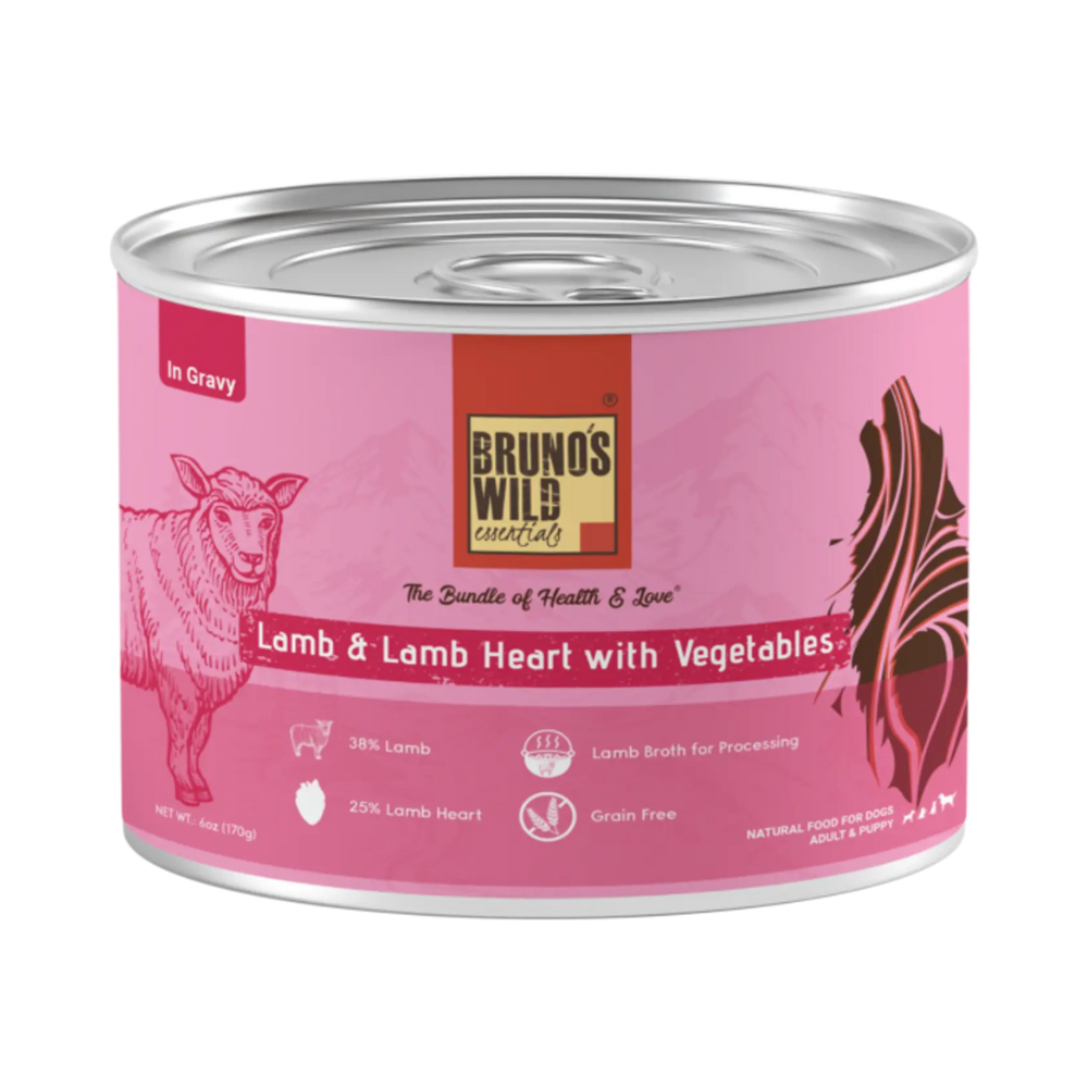 Brunos Wild Essentials Lamb and Lamb Heart with Vegetables Canned Gravy Dog Food