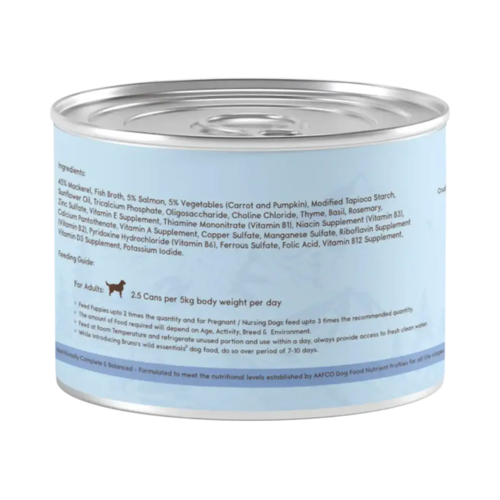 Brunos Wild Essentials Mackerel with Salmon and Vegetables Canned Gravy Dog Food - Image 2