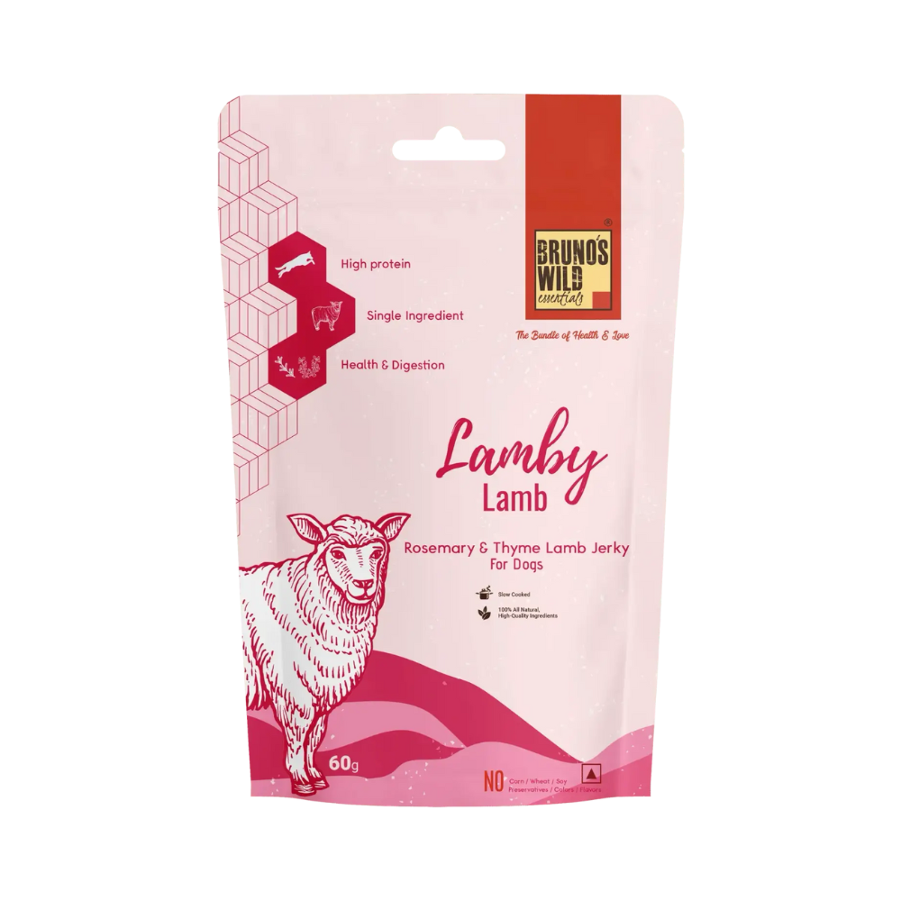Brunos Wild Essentials Rosemary and Thyme Lamb Jerky Dog Treat