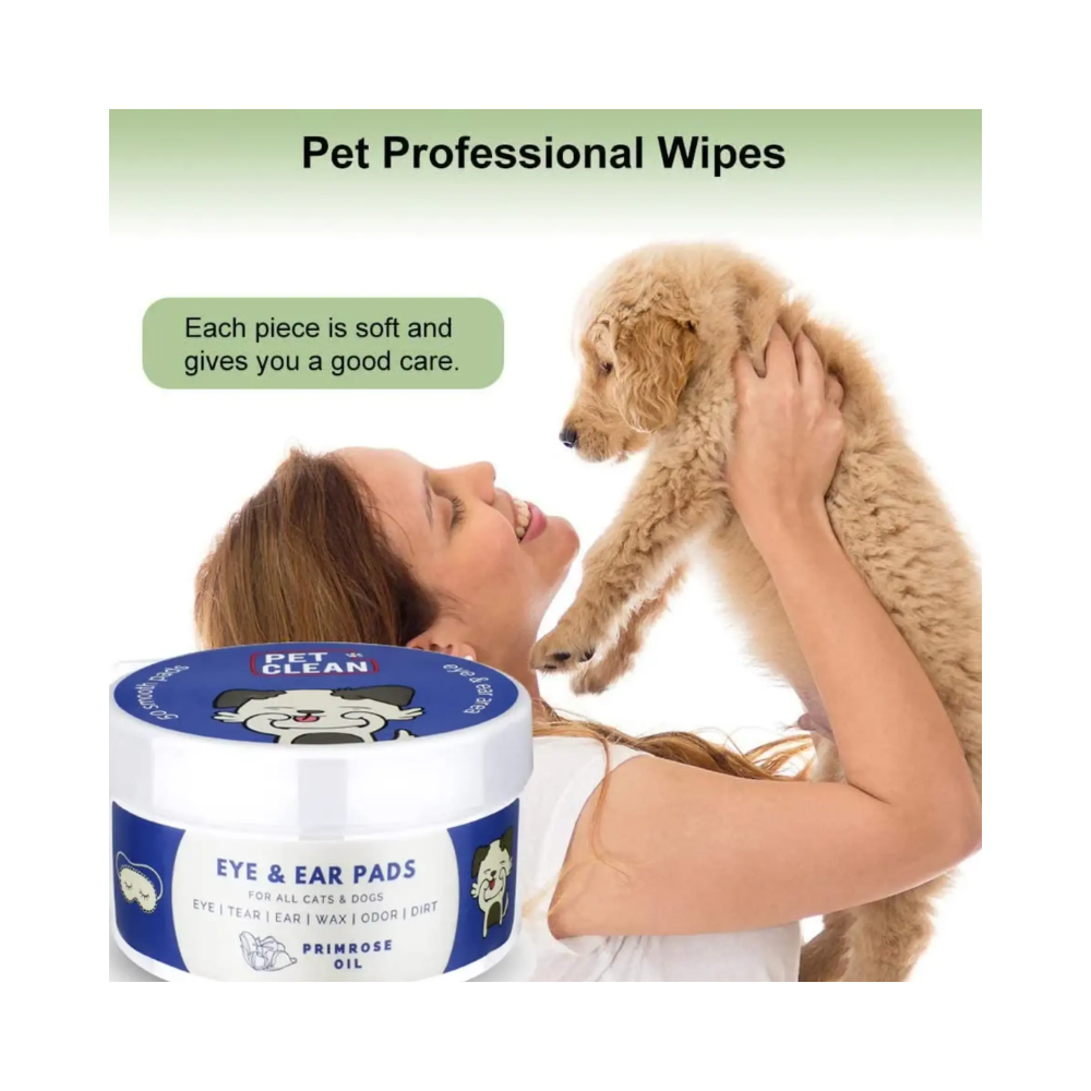 PET Clean Pet Eye & Ear Wipes for Dogs & Cats