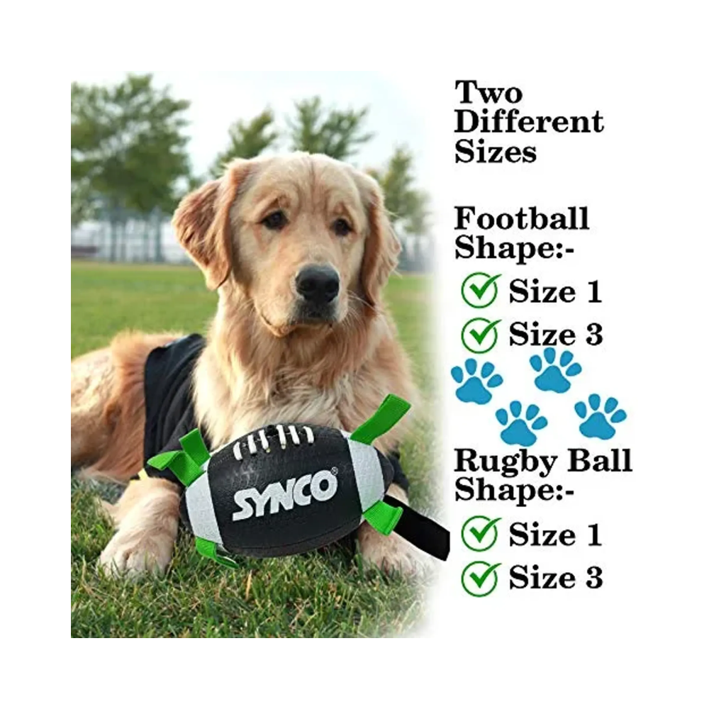 Synco Dog Ball With Green Holding Loops Football Dog Toy Size 3 - Image 5