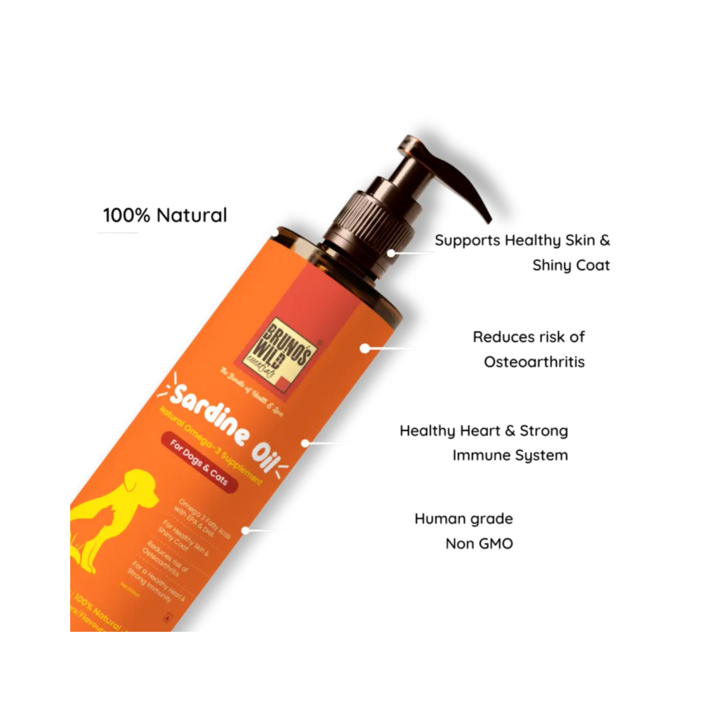 Bruno's Wild Essentials Sardine Oil Natural Omega-3 Supplement for Cats and Dogs - Image 2