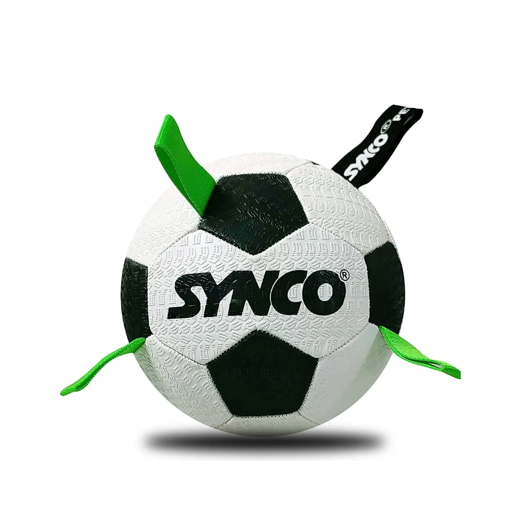 Synco Dog Ball With Green Holding Loops Football Dog Toy Size 3