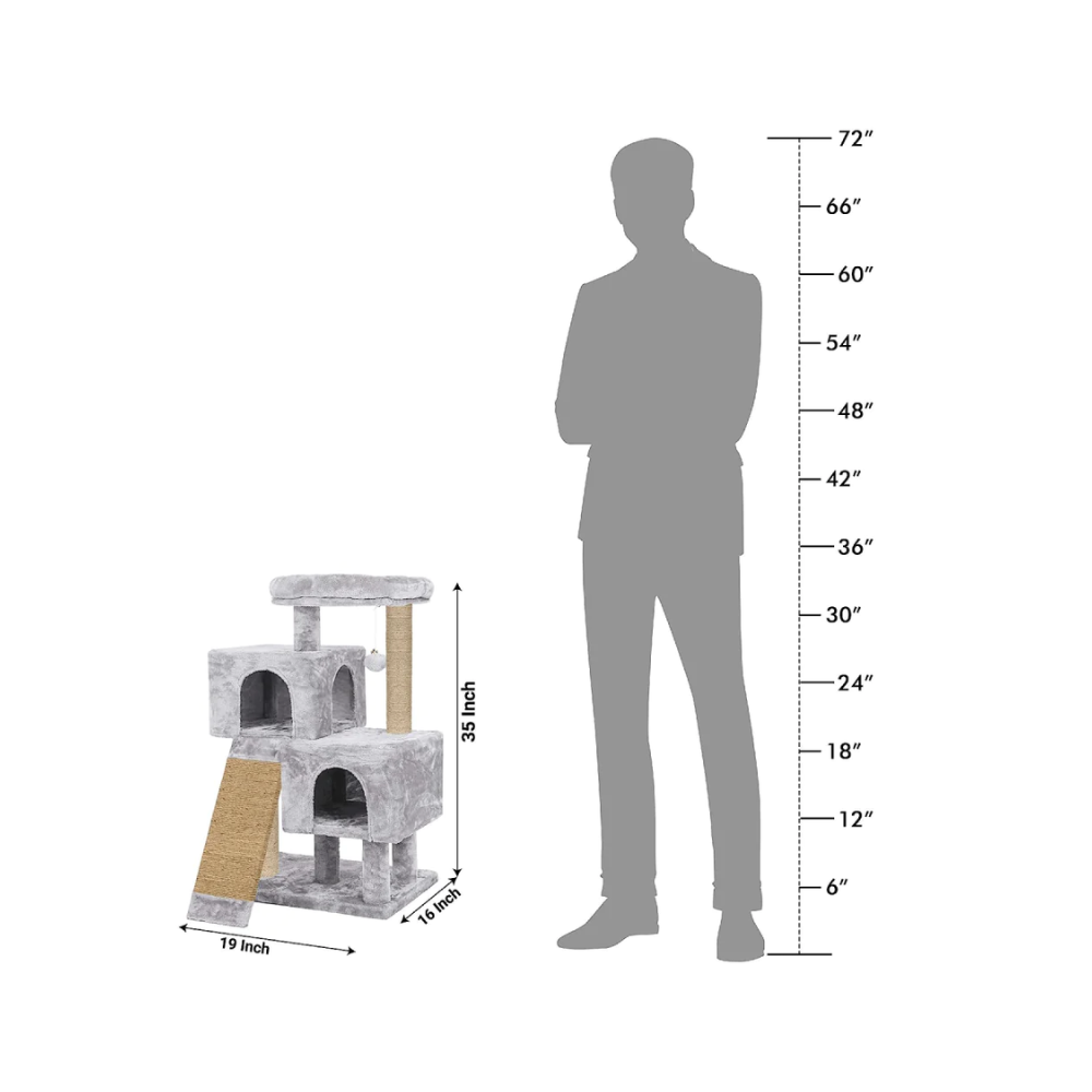 Hiputee Condo Activity Tree with Scratching Post for Kittens & Cats (Grey) - Image 8