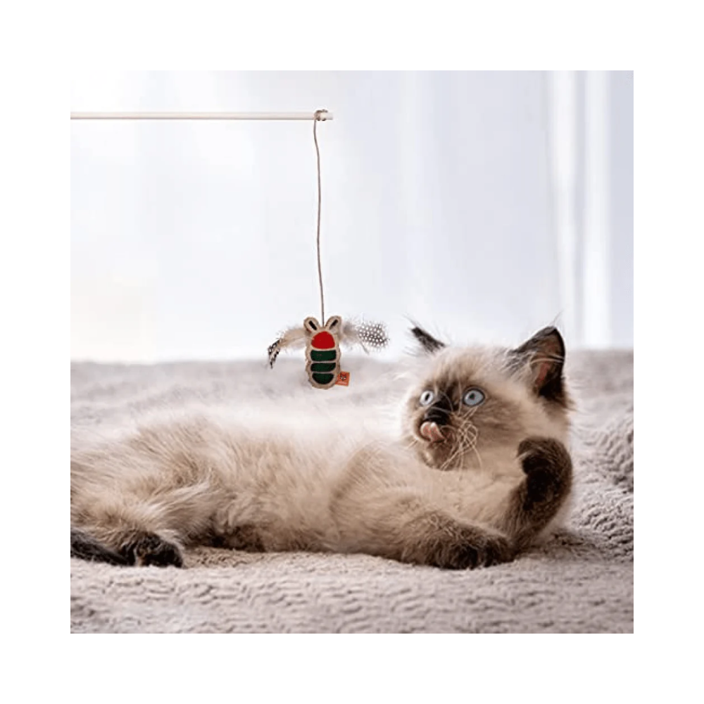 Fofos Scandi Beetle with Wooden Stick Toy for Cats - Image 2