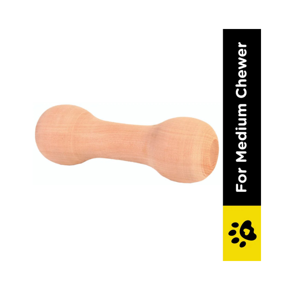 Trixie Rounded Wooden Retrieving Dumbbell Toy for Dogs