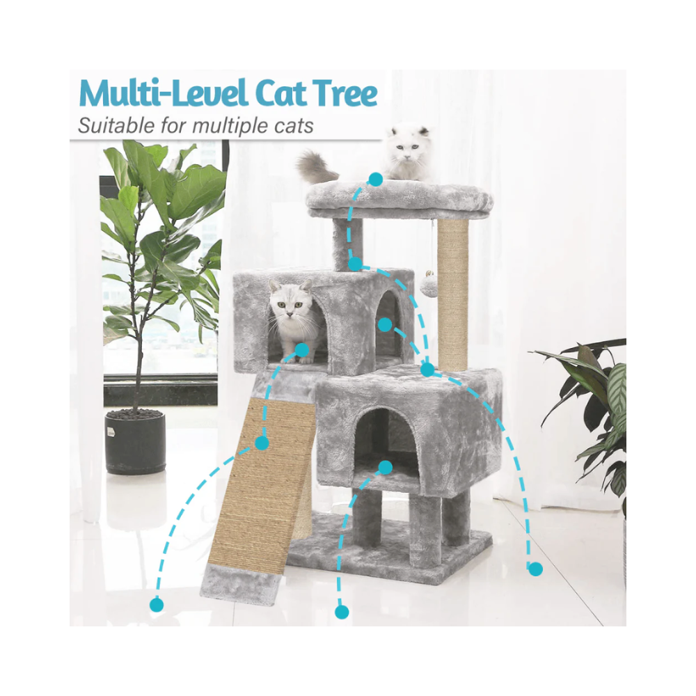 Hiputee Condo Activity Tree with Scratching Post for Kittens & Cats (Grey) - Image 2