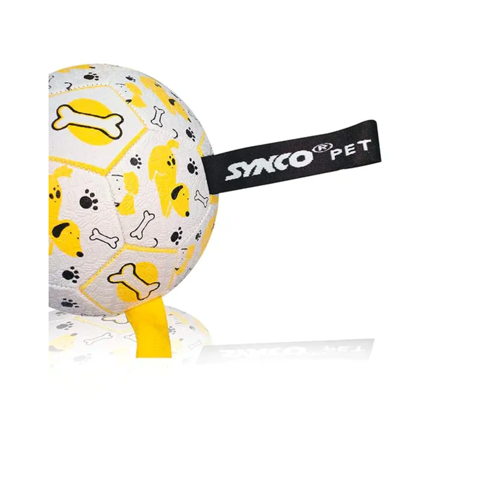 Synco Yellow With Green Holding Loops Football Dog Toy Size 3 - Image 2