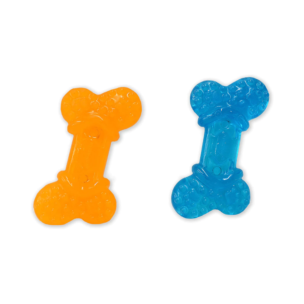 Nylabone Puppy Teething Peanut Butter and Bacon Flavoured Flexi Chew Bone Toy for Dogs (Orange/Blue) - Image 2