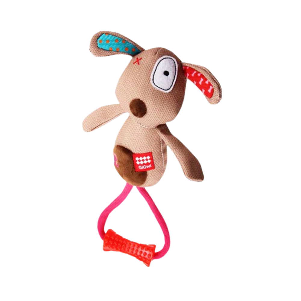 GiGwi Friendz Dog Plush Toy - Dog (with TPR Johnny Stick - Image 2