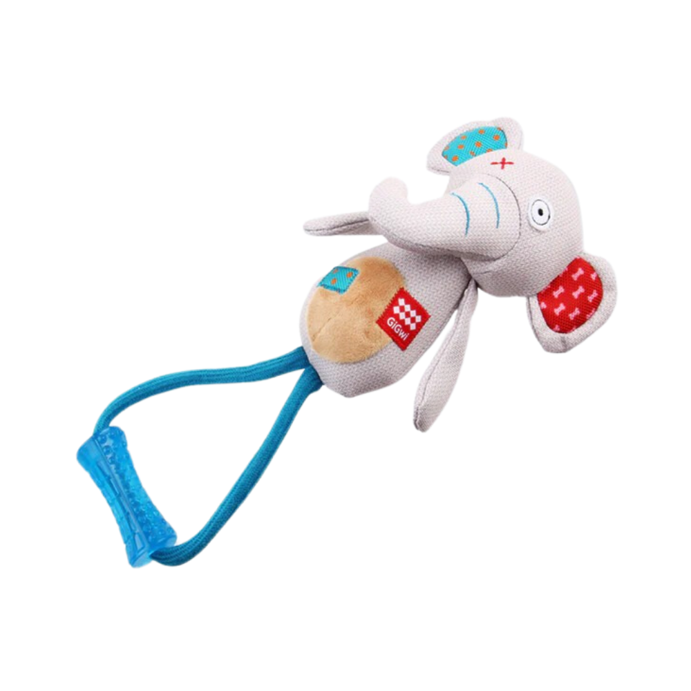 GiGwi Friendz Dog Plush Toy - Elephant with TPR Johnny Stick - Image 2