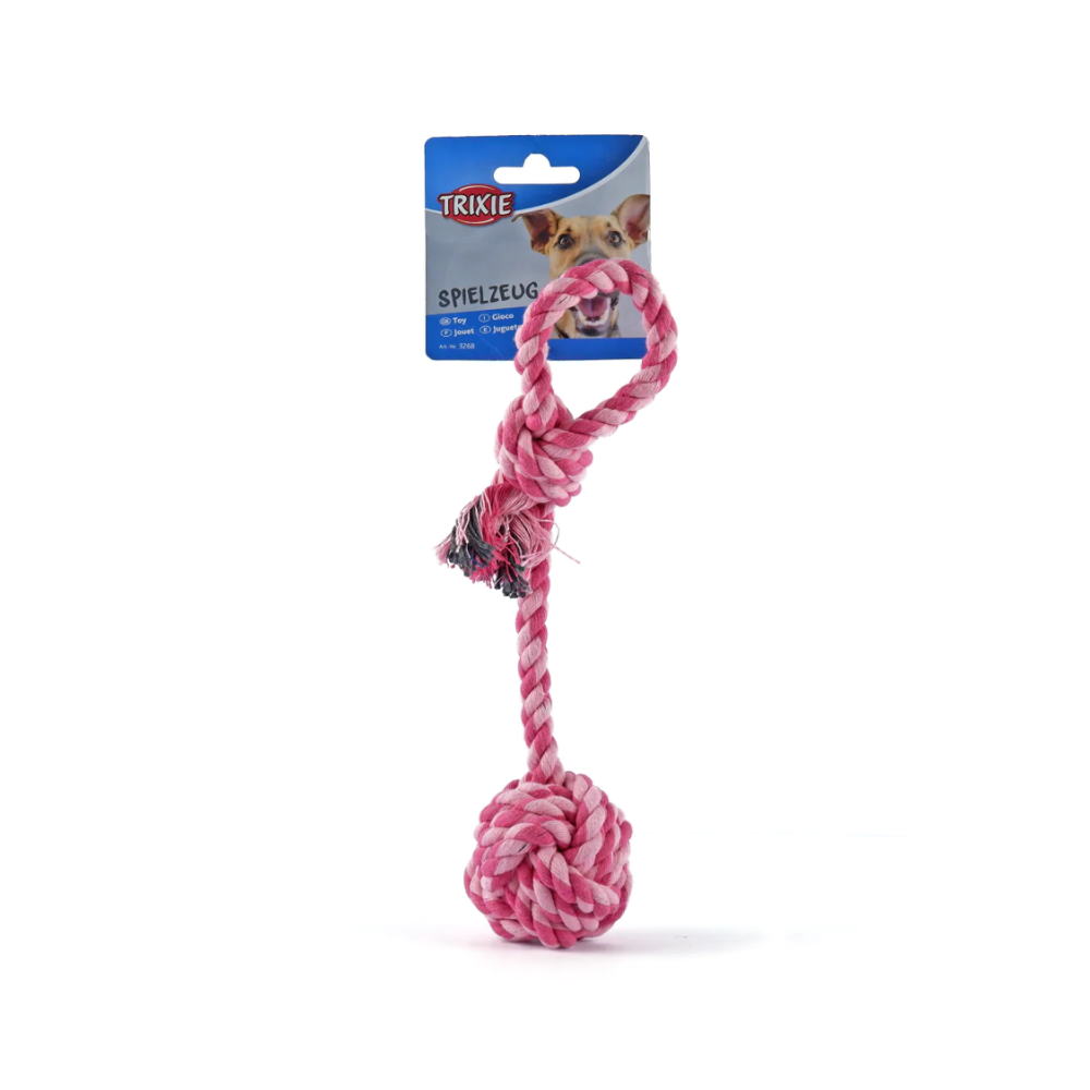 Trixie Playing Rope Loop with Woven in Ball Toy for Dogs (Pink) - Image 4