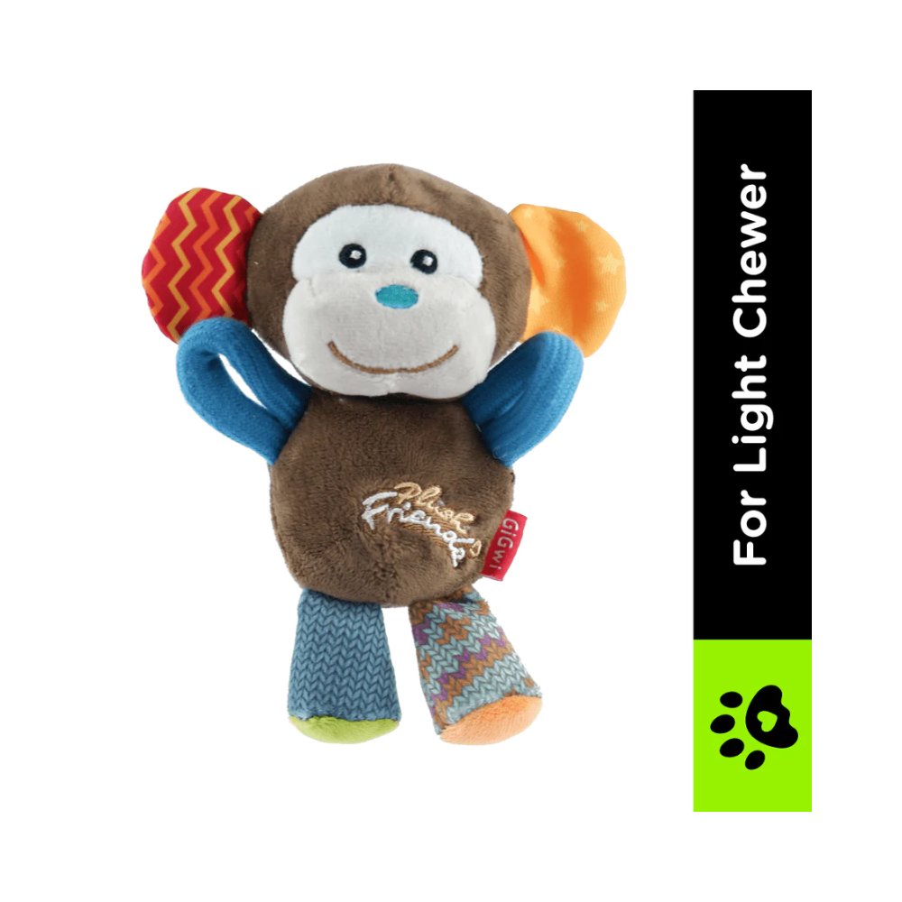 GiGwi Plush Friendz Monkey Squeaker Inside Plush Toy for Dogs - Image 7