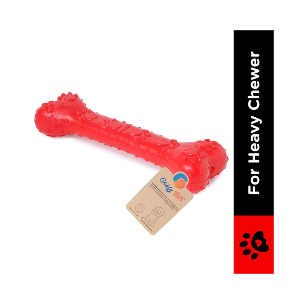 Goofy Tails Super Dog Rubber Bone Paw Print Toy for Dogs - Image 4