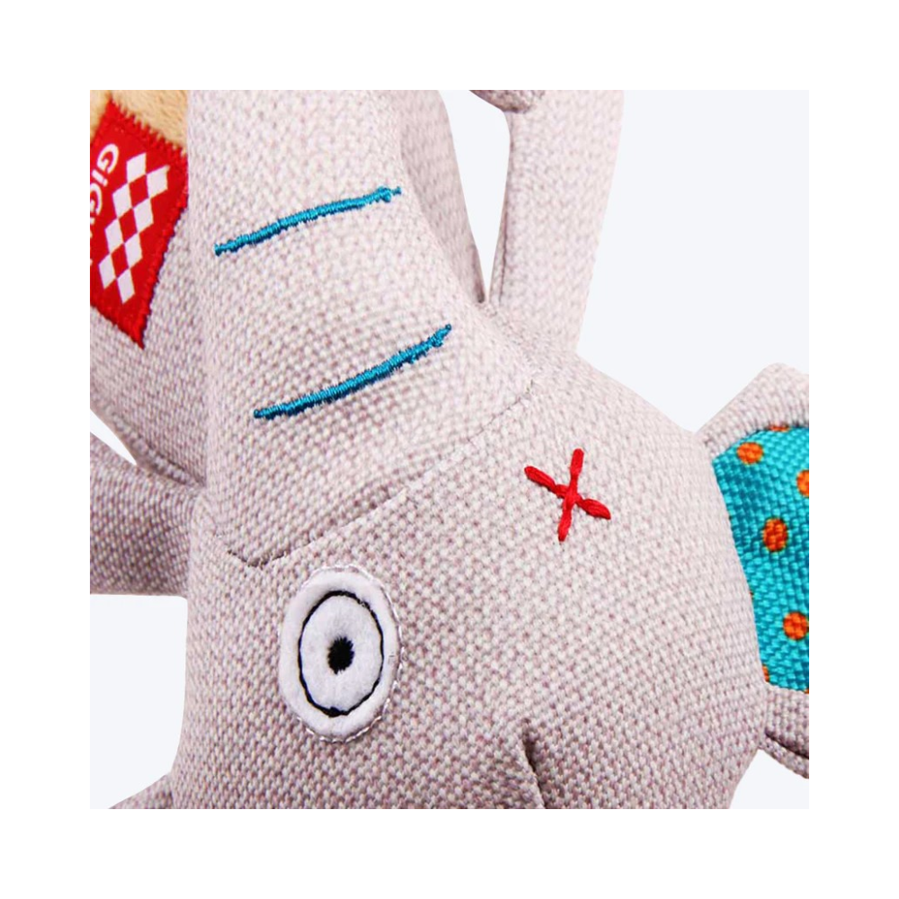GiGwi Friendz Dog Plush Toy - Elephant with TPR Johnny Stick - Image 3