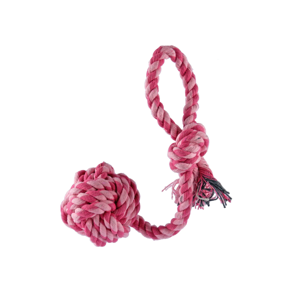 Trixie Playing Rope Loop with Woven in Ball Toy for Dogs (Pink) - Image 3