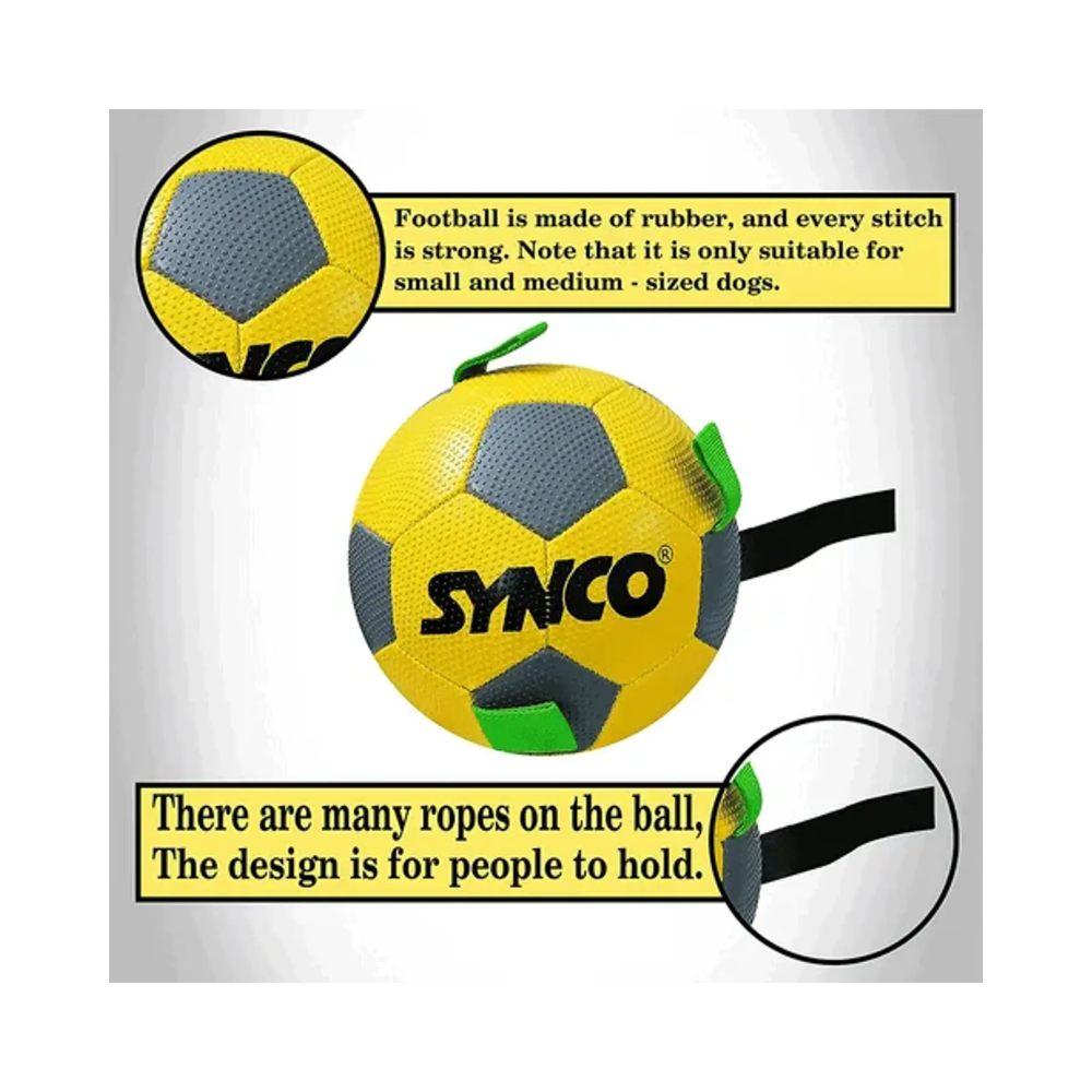 Synco Yellow and Green Holding Loops Football Dog Toy Size 3 - Image 5