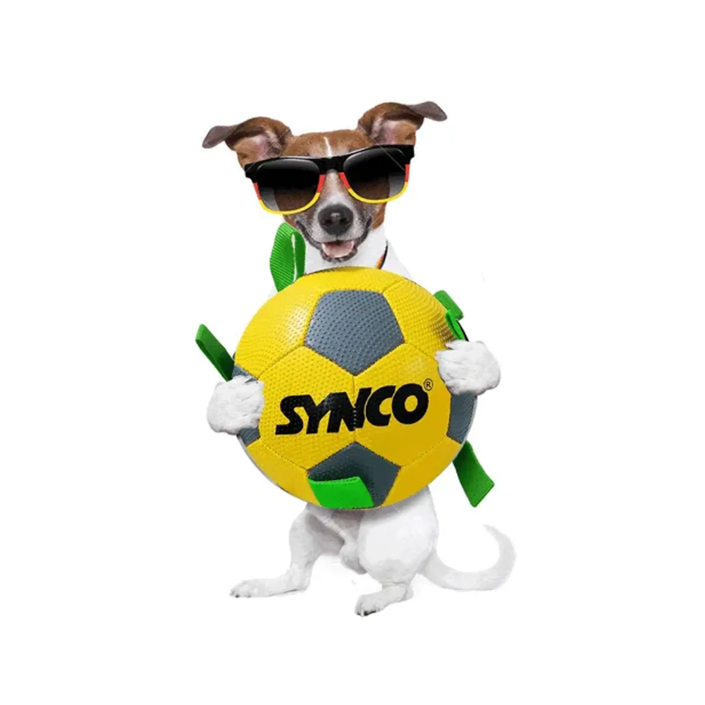 Synco Yellow and Green Holding Loops Football Dog Toy Size 3 - Image 7