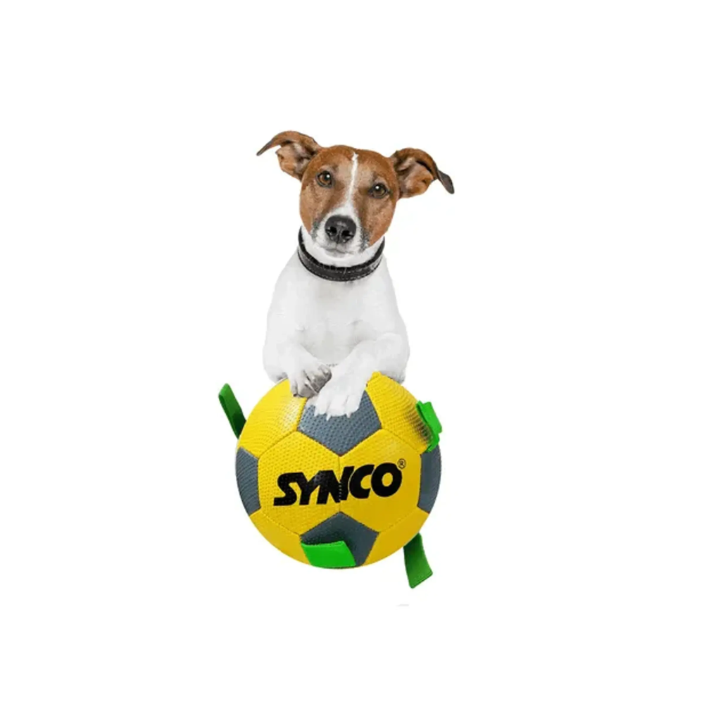 Synco Yellow and Green Holding Loops Football Dog Toy Size 3 - Image 8