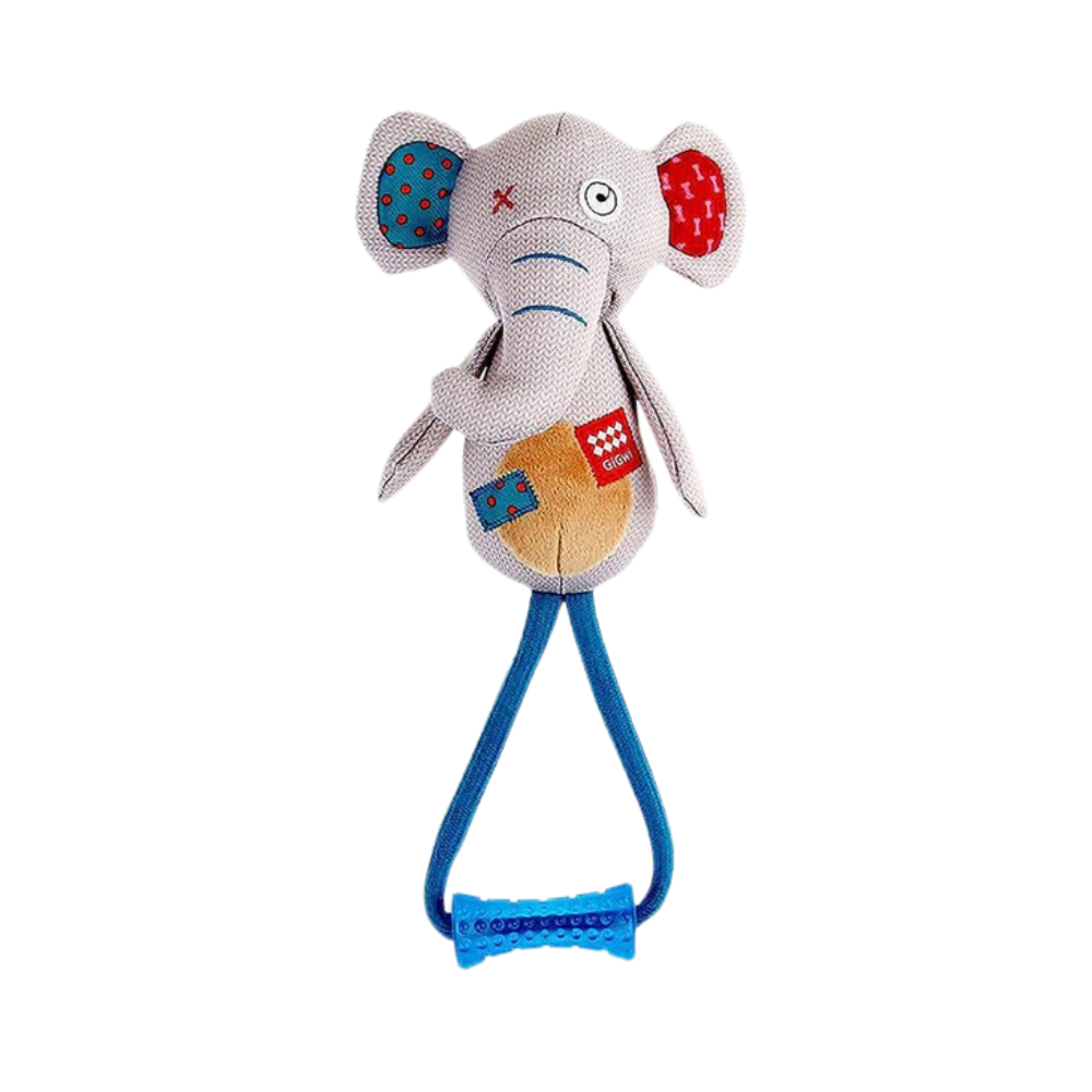 GiGwi Friendz Dog Plush Toy – Elephant with TPR Johnny Stick