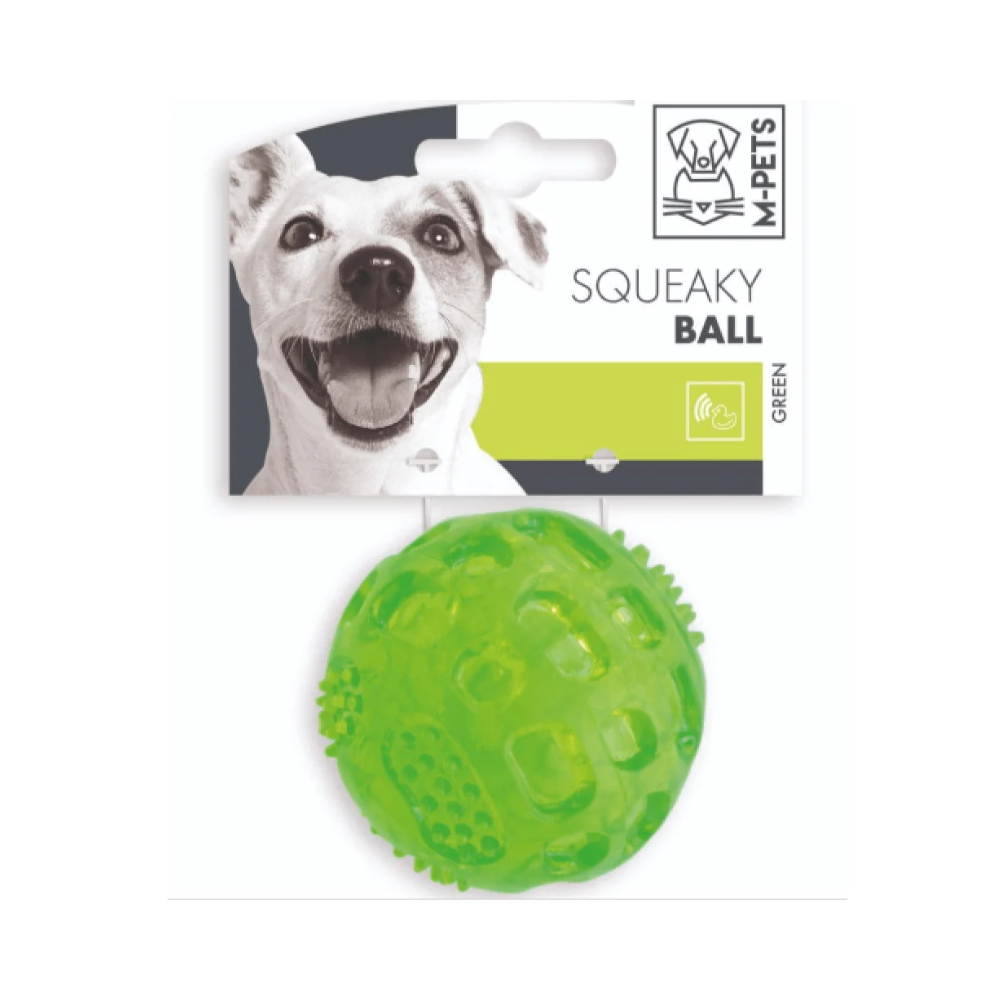 M Pets Squeaky Ball Toy for Dogs (Green)