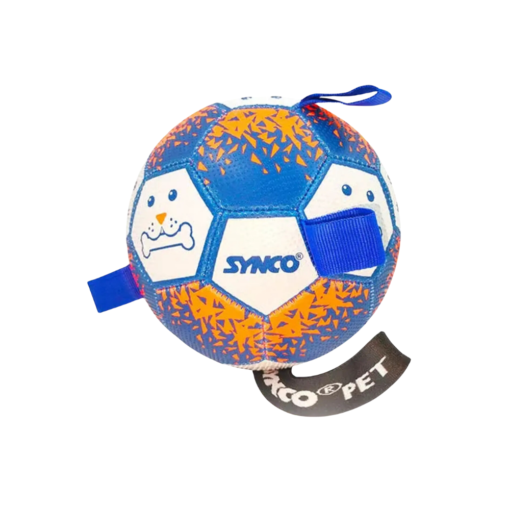 Synco Blue Dogball With Holding Loops Football Dog Toy Size 3